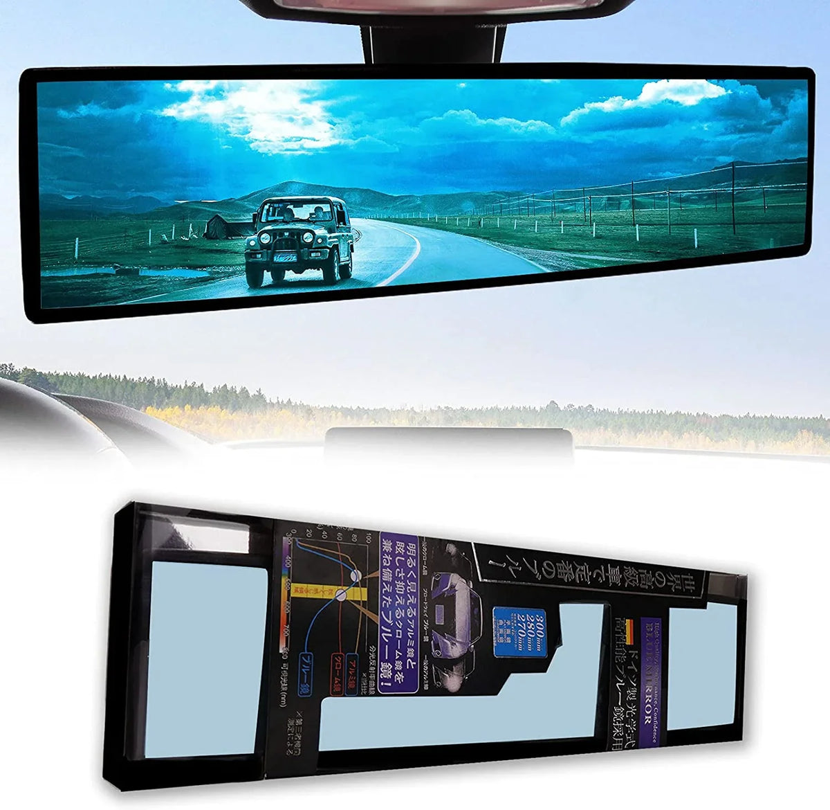 NINGFIST Rear view Mirror Rearview Mirror Wide Angle Broadway Panoramic Anti Glare Mirror Blindspot Accessories Universal Interior Car Convex Mirror for Car SUV Trucks.