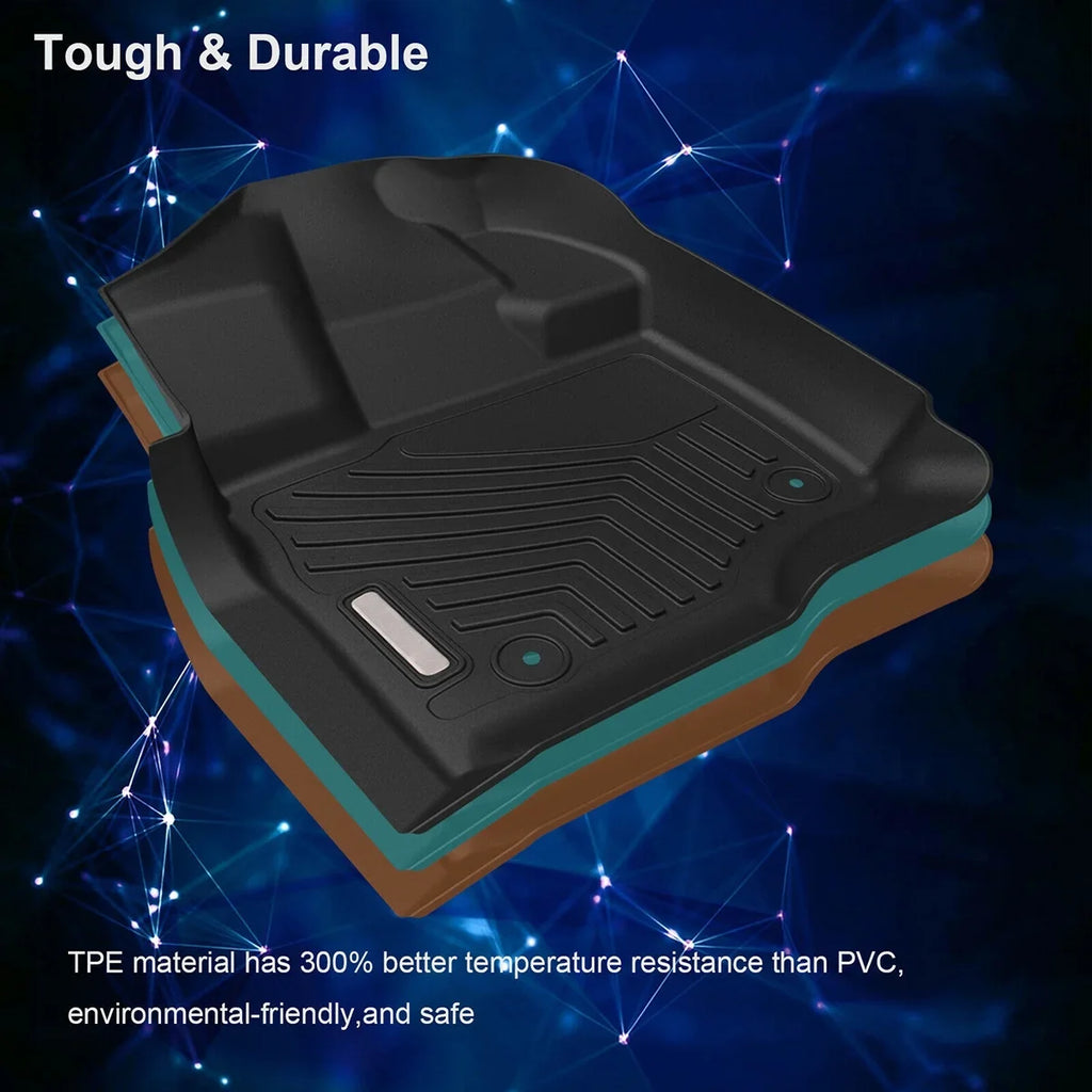 Ledkingdomus All-Weather TPE Rubber Front and Rear 3-Piece for 2015-2023 2024 Ford F150 Super Crew Cab Floor Mats Set