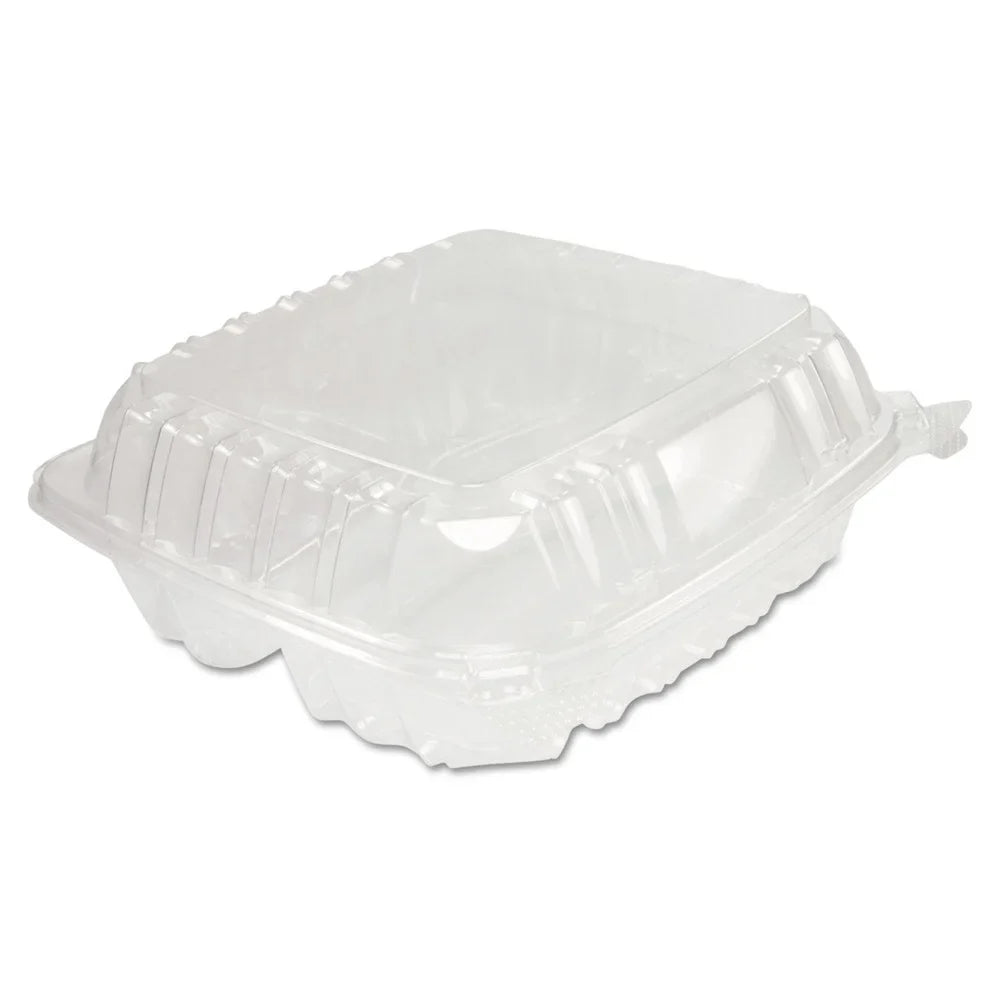 Dart ClearSeal Hinged-Lid Plastic Containers 8 1/4 x 3 x 8 1/4 Clear 125/PK 2 PK/CT C90PST3