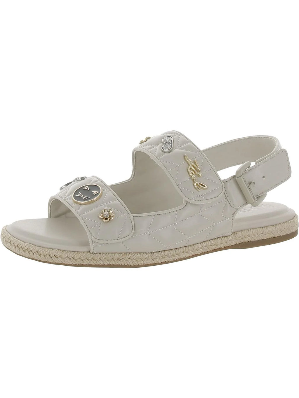 Karl Lagerfeld Paris Womens Charlay Faux Leather Embellished Slingback Sandals
