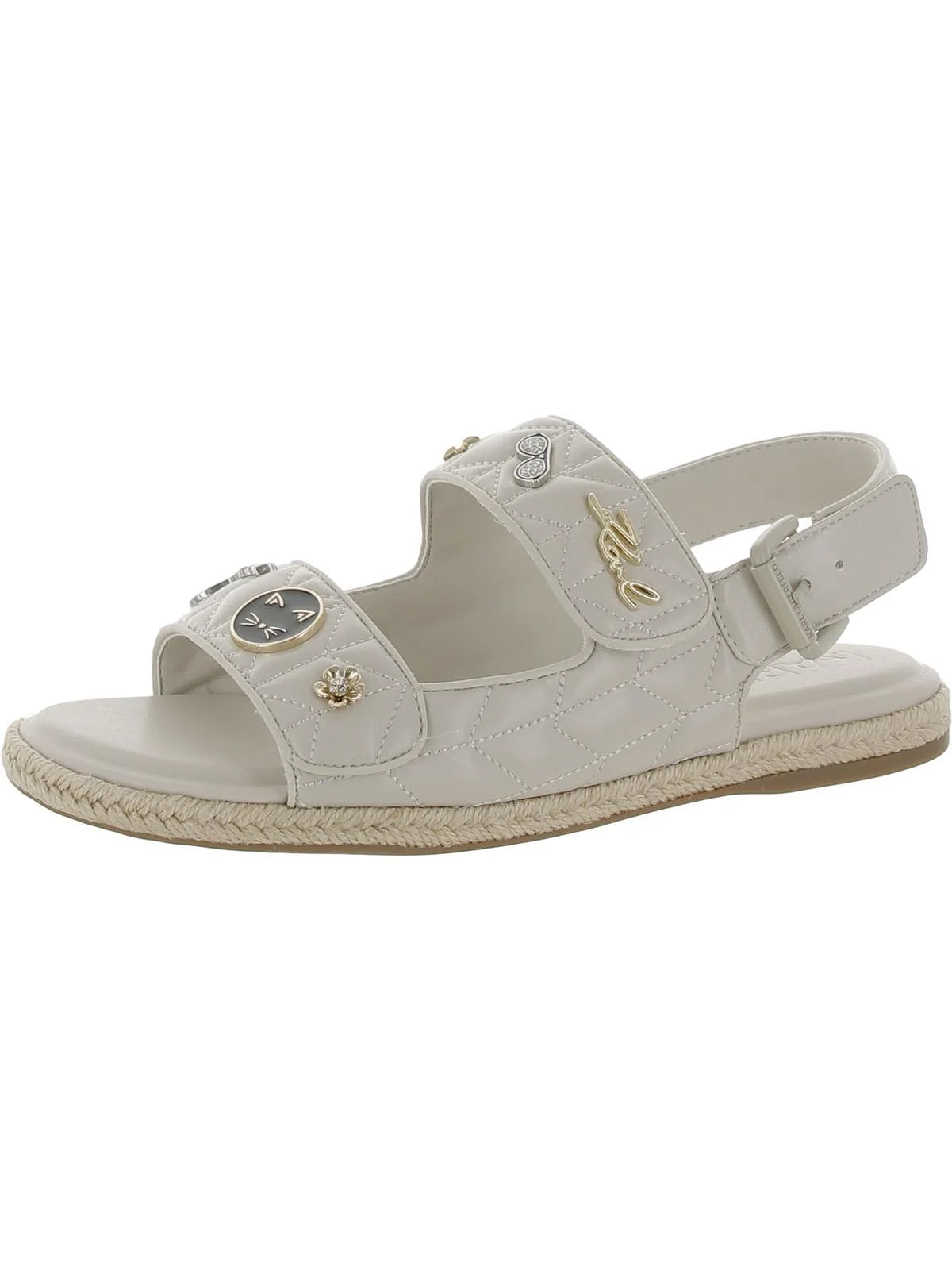 Karl Lagerfeld Paris Womens Charlay Faux Leather Embellished Slingback Sandals