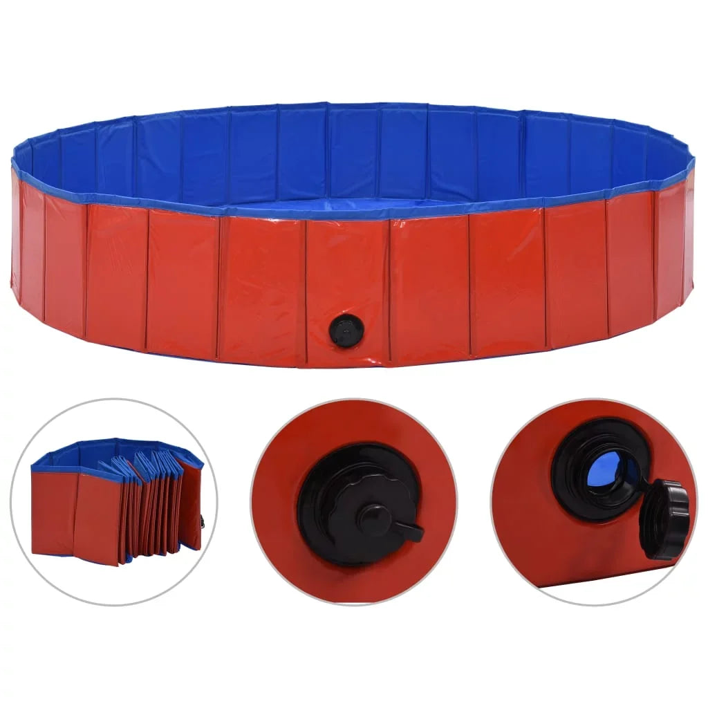 Foldable Dog Swimming Pool Red 63"x11.8" Polymer