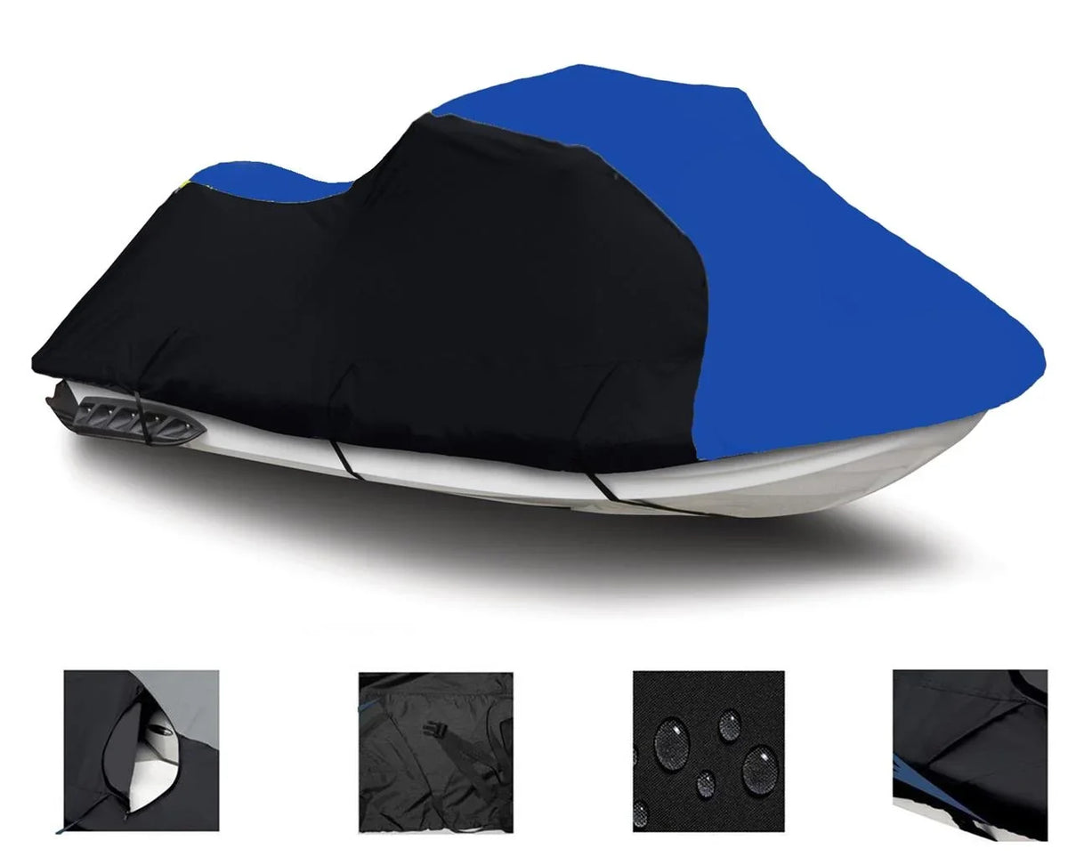 BLACK / BLUE HEAVY-DUTY, 600 DENIER Compatible for Arctic Cat Tiger Shark Jet Ski Cover 116"-119" 2-3 seat