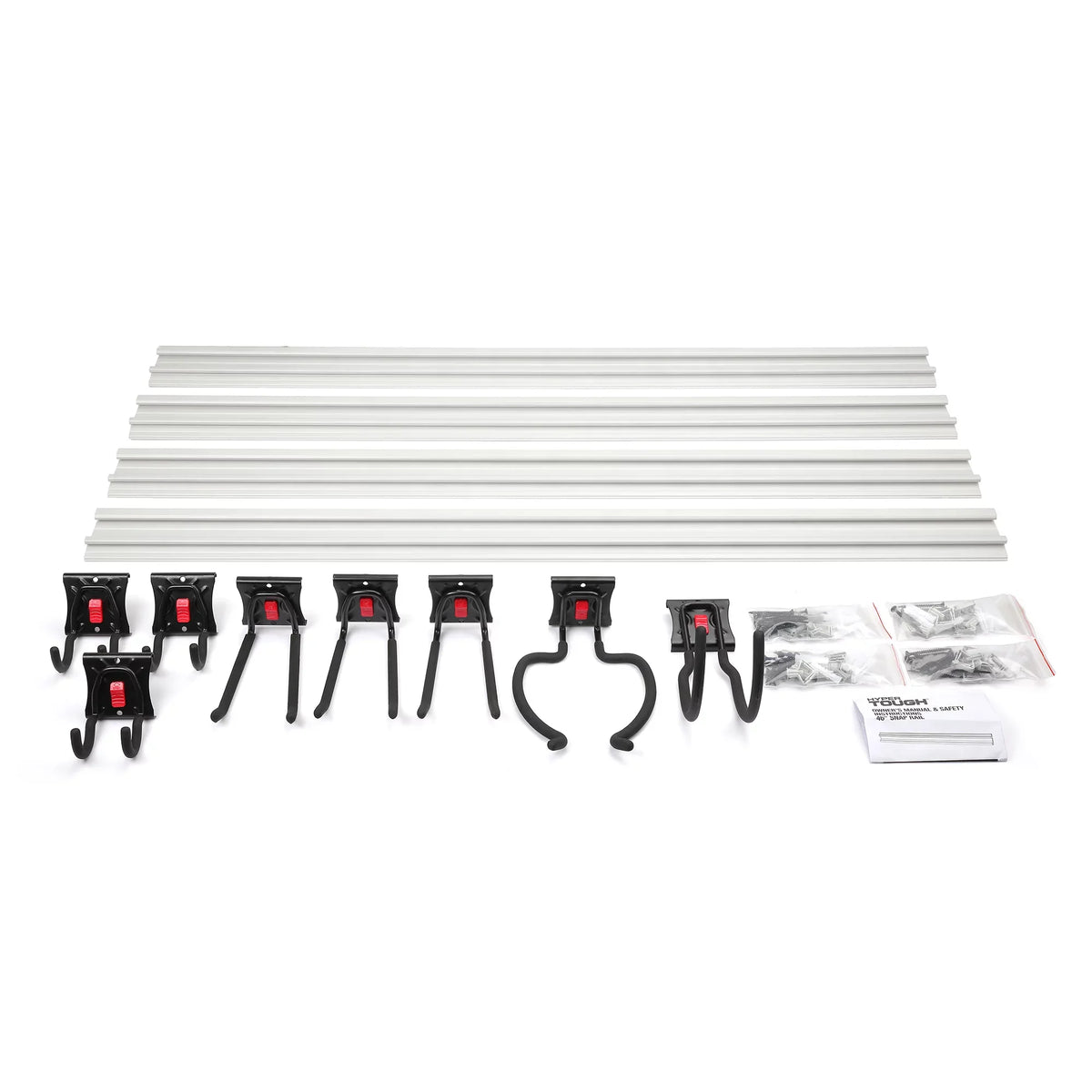 Hyper Tough 12-Piece Quick-Release Snap Rail Kit Garage Organizer System
