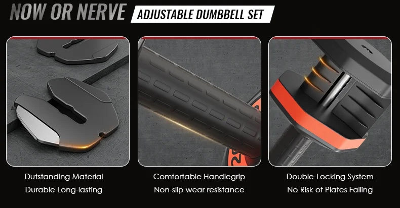 Adjustable Dumbbell Set with Anti-Slip Handle - 25 pounds per dumbbell (pair) - 54.0 - Upgrade your home gym with adjustable weight and secure grip!