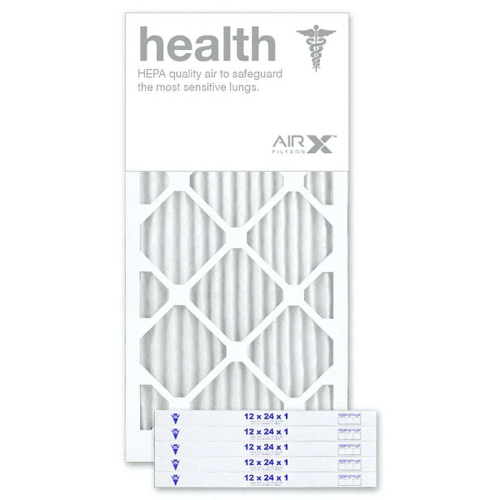 AIRx Filters Health 12x24x1 Air Filter MERV 13 AC Furnace Pleated Air Filter Replacement Box of 6, Made in the USA