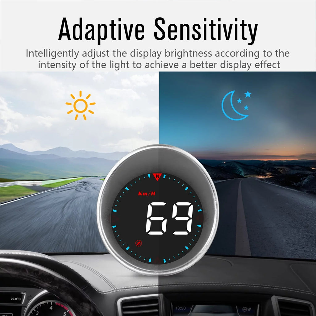 Car Head-up Display Digital Speedometer Display Driving Mileage, Compass Angle, Overspeed Alarm and Fatigue Driving Alarm