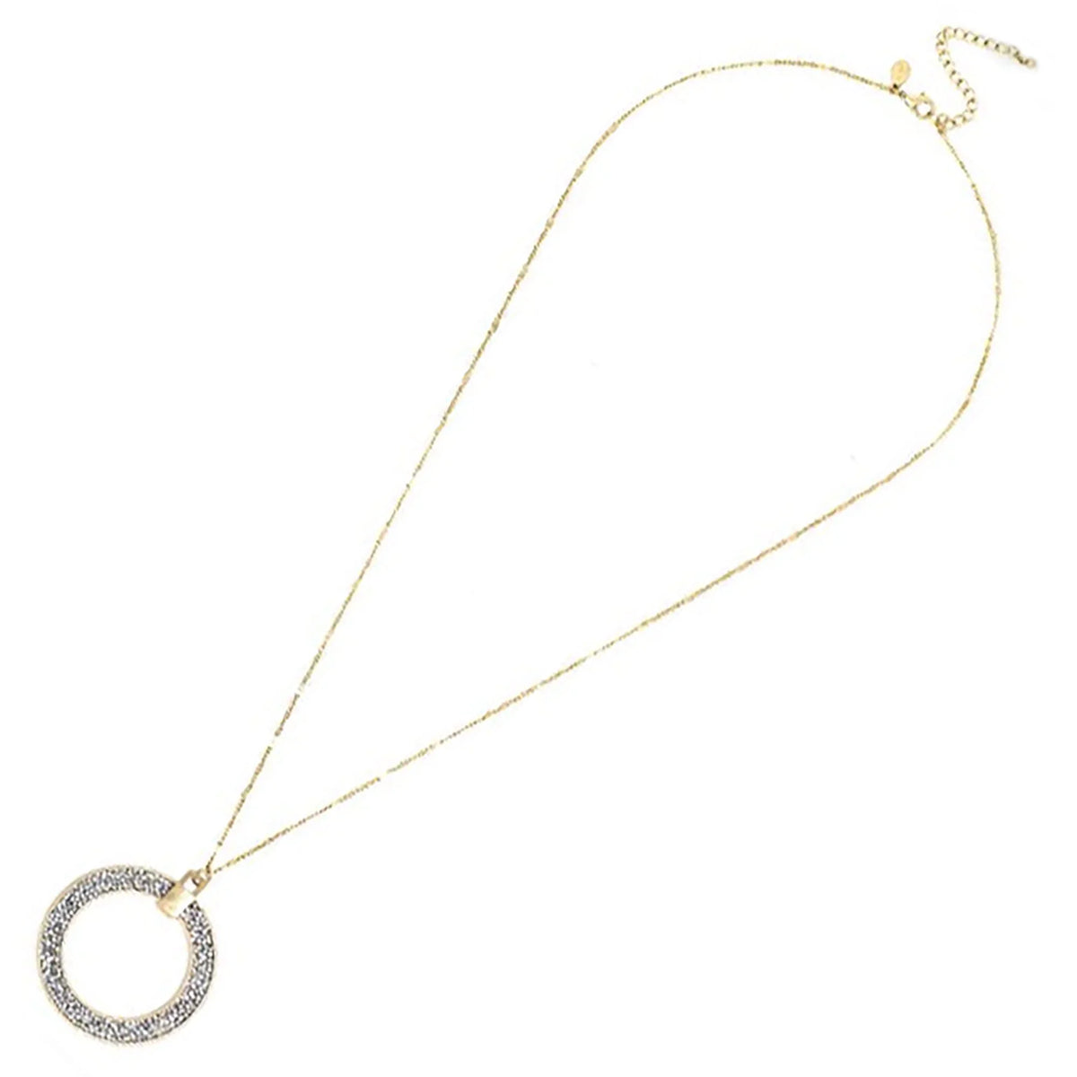 Blue Box Boutique Inc Open Circle Silver Glitter Pendant Long Necklace for Women, Teens