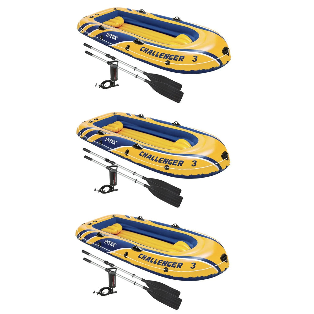 Intex Blow-up Raft Boat Set With Pump And Oars, Yellow (3 Pack)