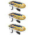 Intex Blow-up Raft Boat Set With Pump And Oars, Yellow (3 Pack)