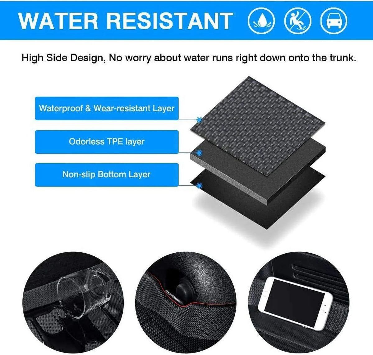 TPO Custom Trunk Liner Cargo Mats for Ford Explorer 2011-2019 Waterproof Non 7-seats Models