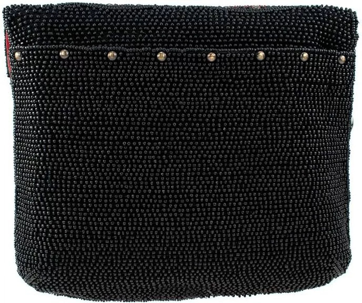 Mary Frances Big Heart Beaded Crossbody Clutch Handbag, Black