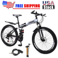 Unisex Adult Mountain Bike Full Suspension 26" 21 Speed MTB Folding Bicycle Unisex Full Suspension 26" Folding Mountain Bicycle 21 Speed Foldable Bike MTB