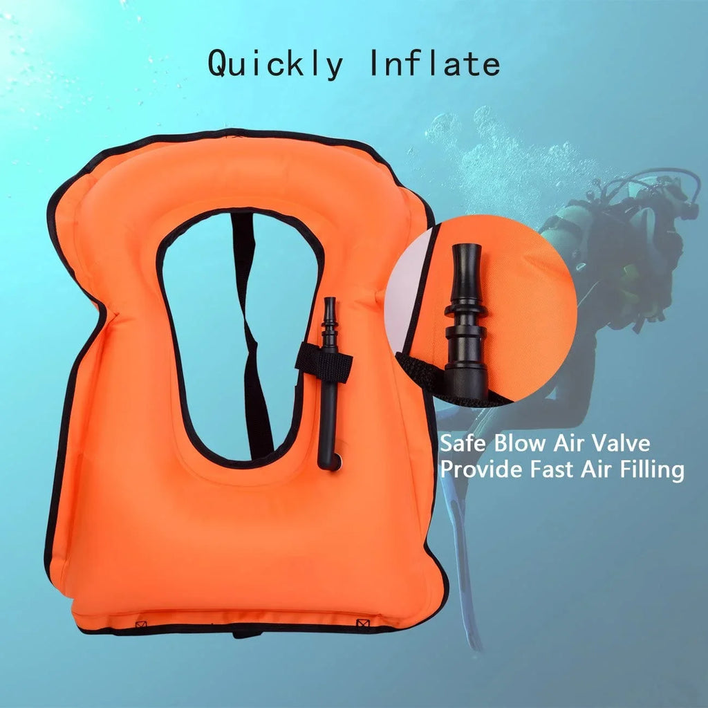 OMOUBOI Blow-up Snorkel Vest Kayak Swim Vest for Adults Snorkel Vests Air-filled Buoyancy Jacket Portable Diving Jackets Swimming Vests for Snorkeling Water Sports Beginner Adults-Only (96-220 lbs)