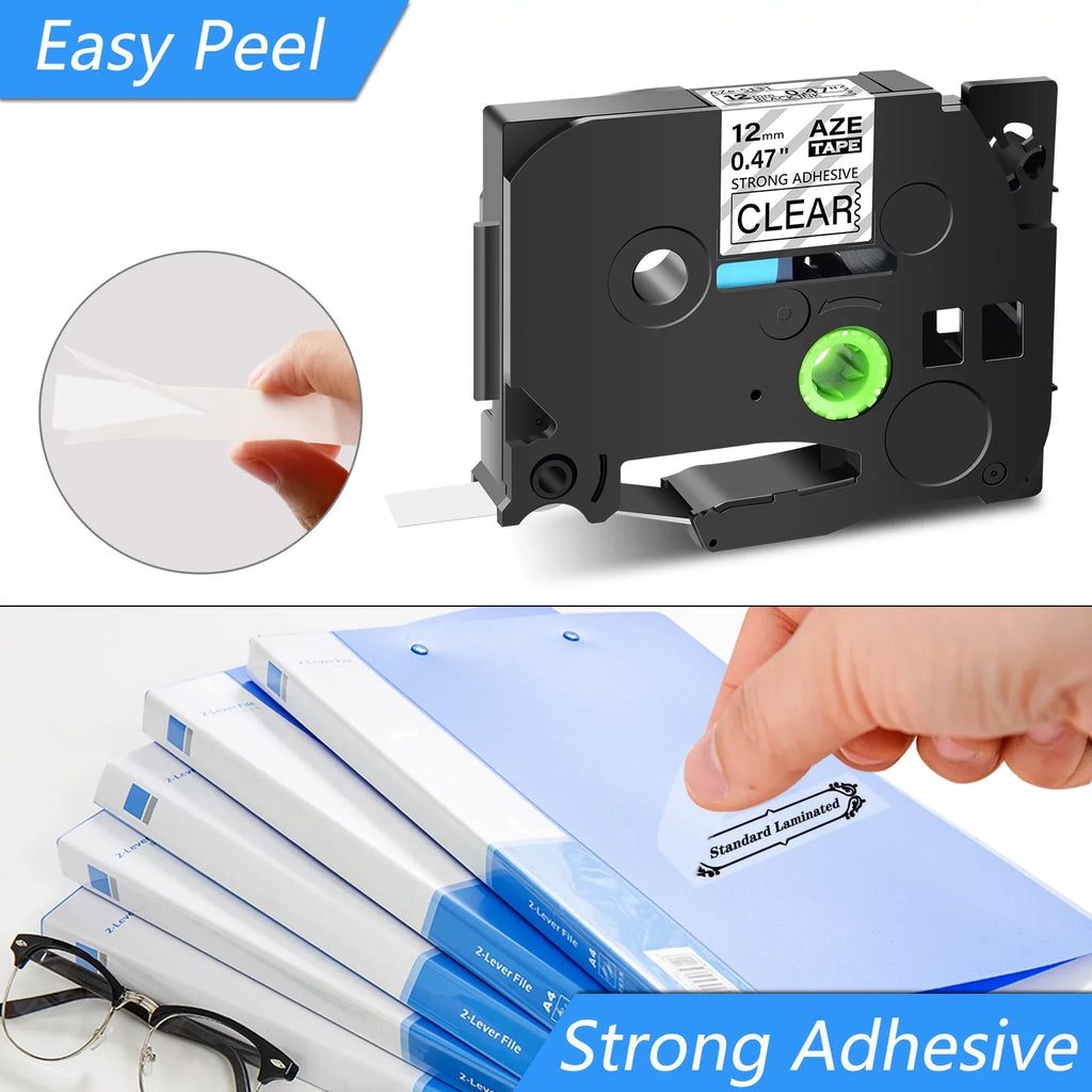 GREENCYCLE 8PK Compatible for Brother P-touch Black on Clear 12mm TZ TZe TZe-S131 TZ-S131 TZ-131 TZe-131 Extra Strength Laminated Label Tape