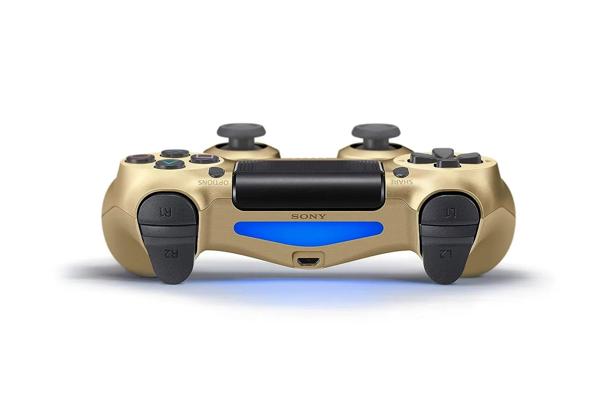 Like New PlayStation 4 DualShock Wireless Gold Controller with Earbuds BOLT AXTION Bundle