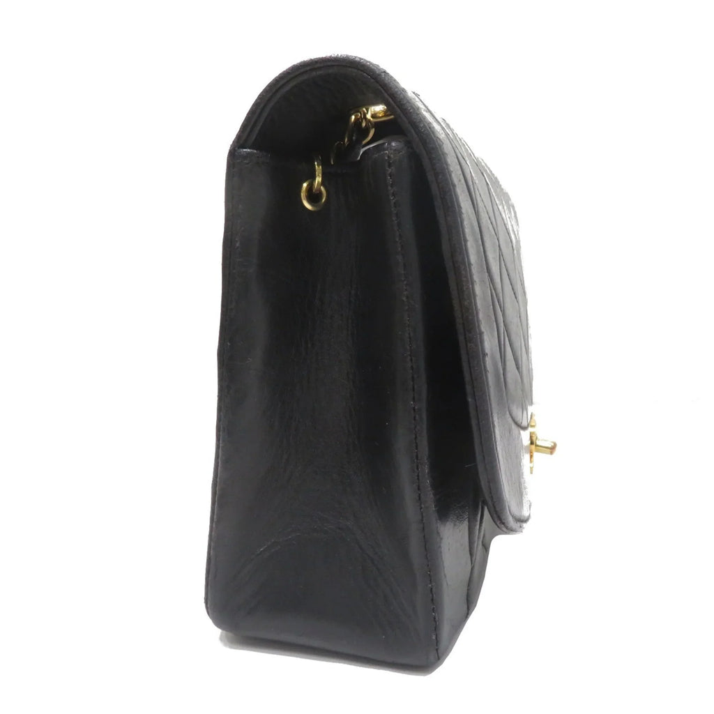 Pre-Owned CHANEL Chanel Matelasse Diana Chain Shoulder Bag Black Lambskin Women's Men's (Fair)