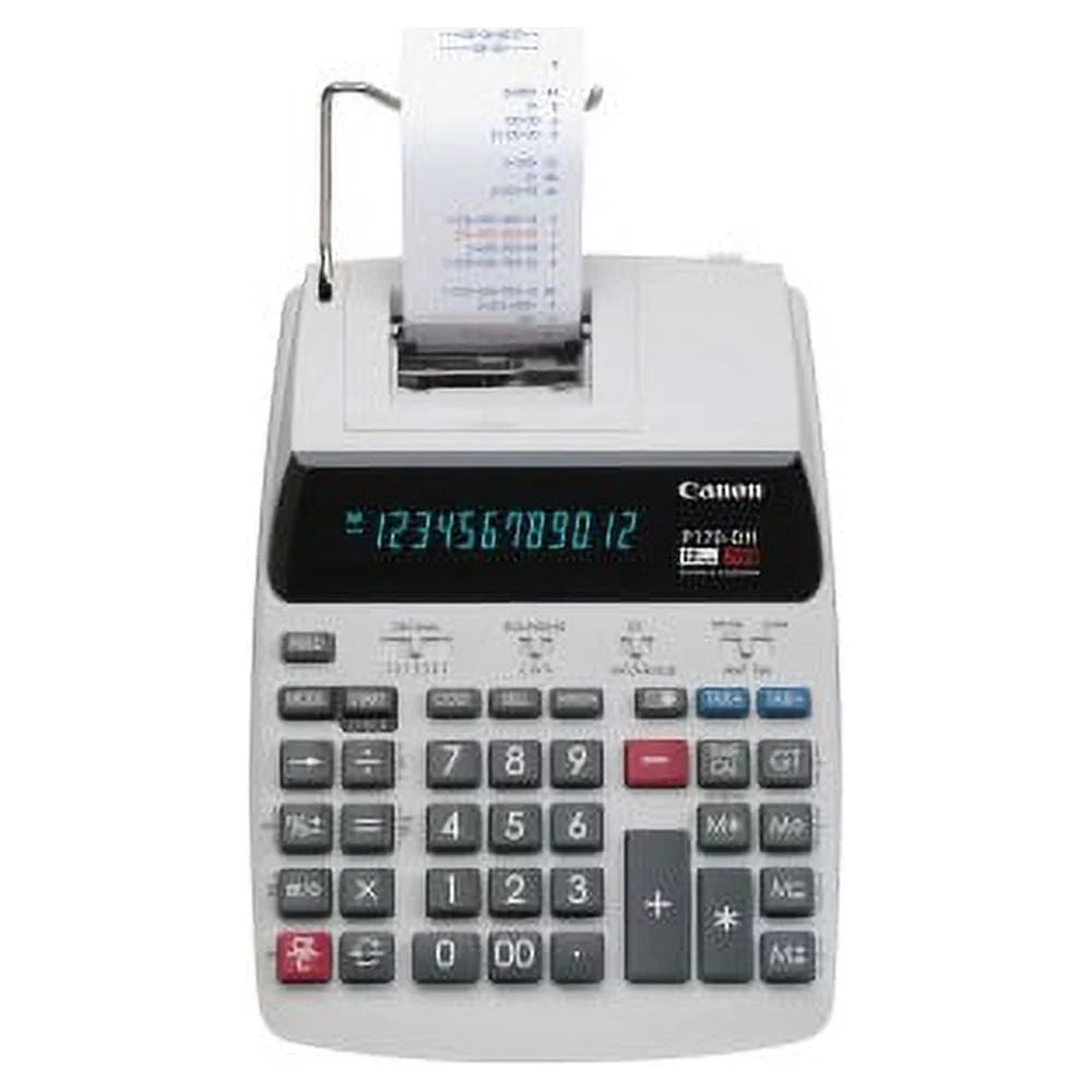 Canon P170-DH-3 Printing Calculators Calendar, Clock, Item Count, Sign Change, Compact - 12 Digits - White - 1 Each