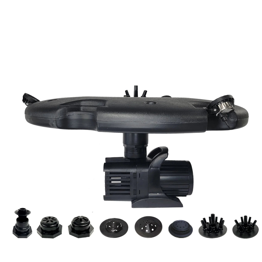 HALF OFF PONDS 1.5 HP Floating Fountain | 100 foot Cord | 11 Patterns | White Lights | Surface Aeration for Ponds | AQF125003X3W-100