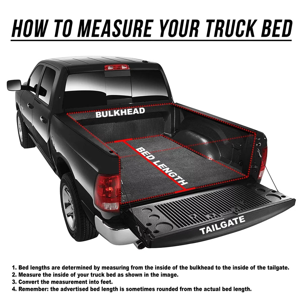 DNA Motoring TTC-TRISOFT-057 For 2014 to 2019 toyota Tundra 6.5' Bed Fleetside Adjustable Tri -Fold Soft Top Trunk Tonneau Cover 15 16 17 18