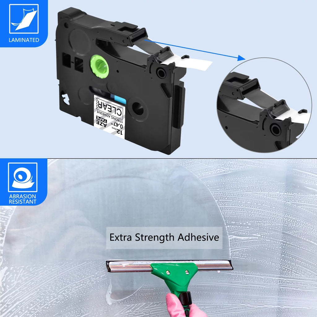 GREENCYCLE 8PK Compatible for Brother P-touch Black on Clear 12mm TZ TZe TZe-S131 TZ-S131 TZ-131 TZe-131 Extra Strength Laminated Label Tape