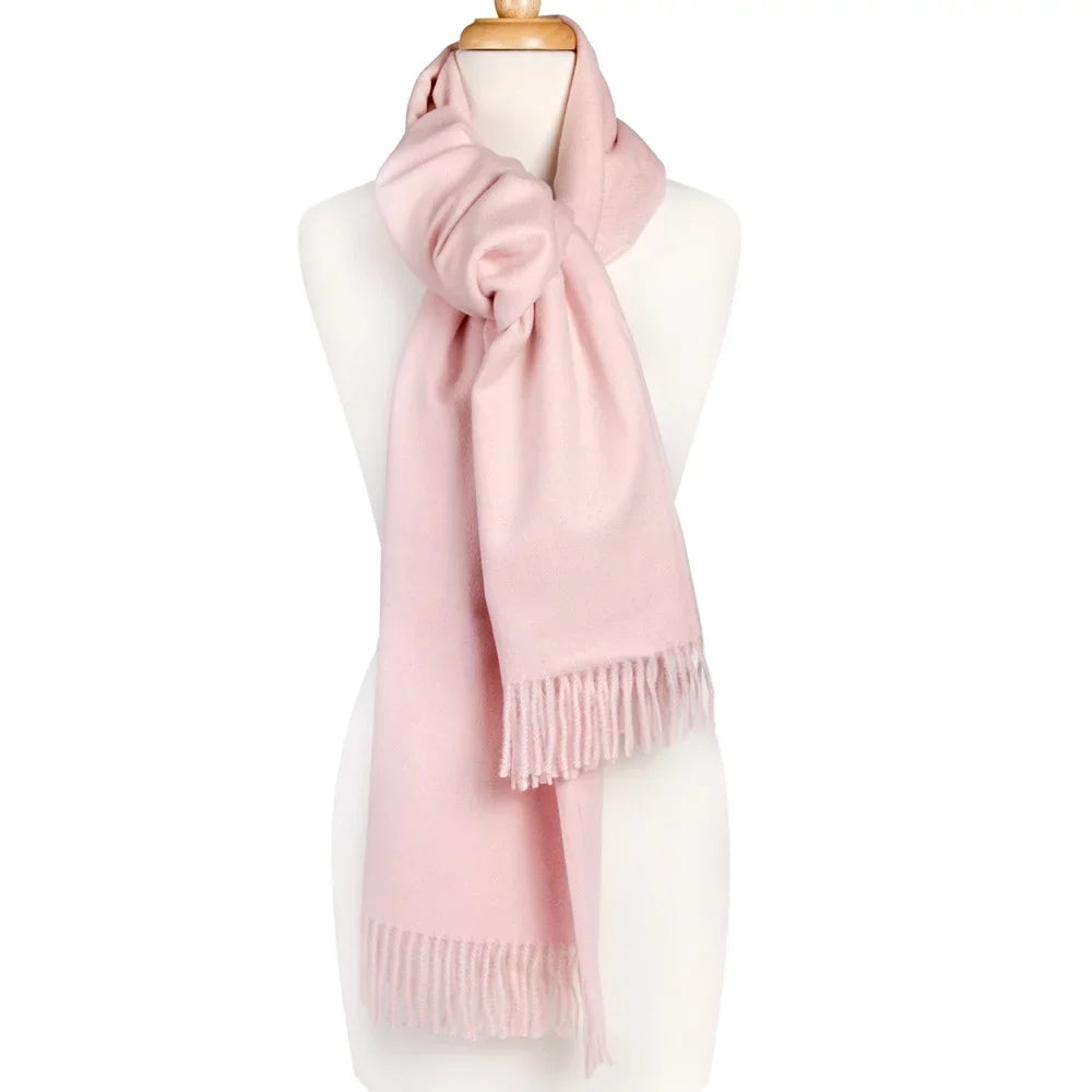 Dreamy Scarf with Tassels 27.6x74.8-inch Virgin Wool Soft Pink Warm Scarf for Women