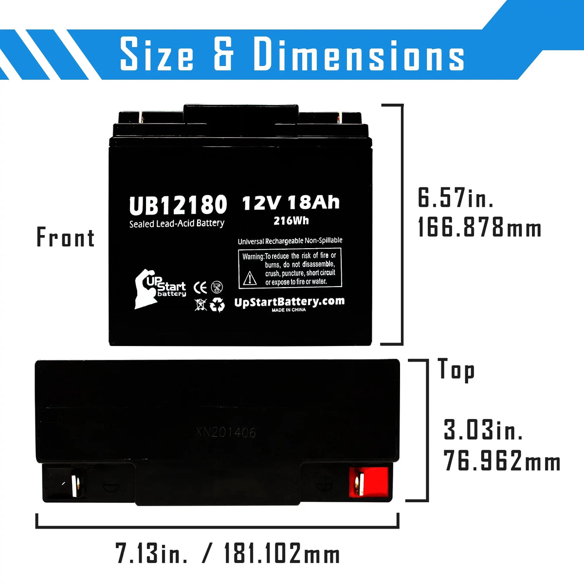 2x Pack - Compatible EAGLE PICHER BATTERIES CFM12V18 Battery - Replacement UB12180 Universal Sealed Lead Acid Battery (12V, 18Ah, 18000mAh, T4 Terminal, AGM, SLA)