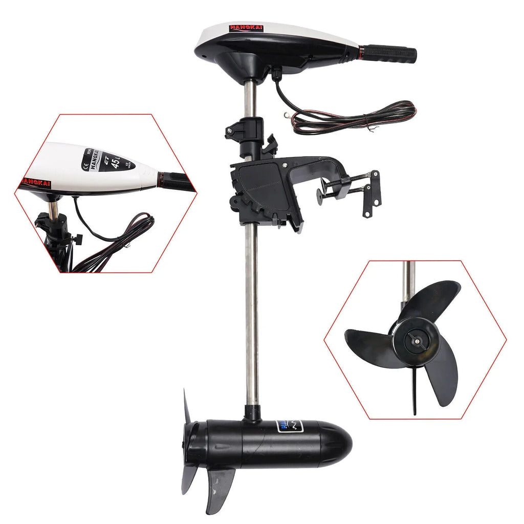 HANGKAI 12V 45LBS Electric Boat Motor Outboard Trolling Motor Engine Heavy Duty