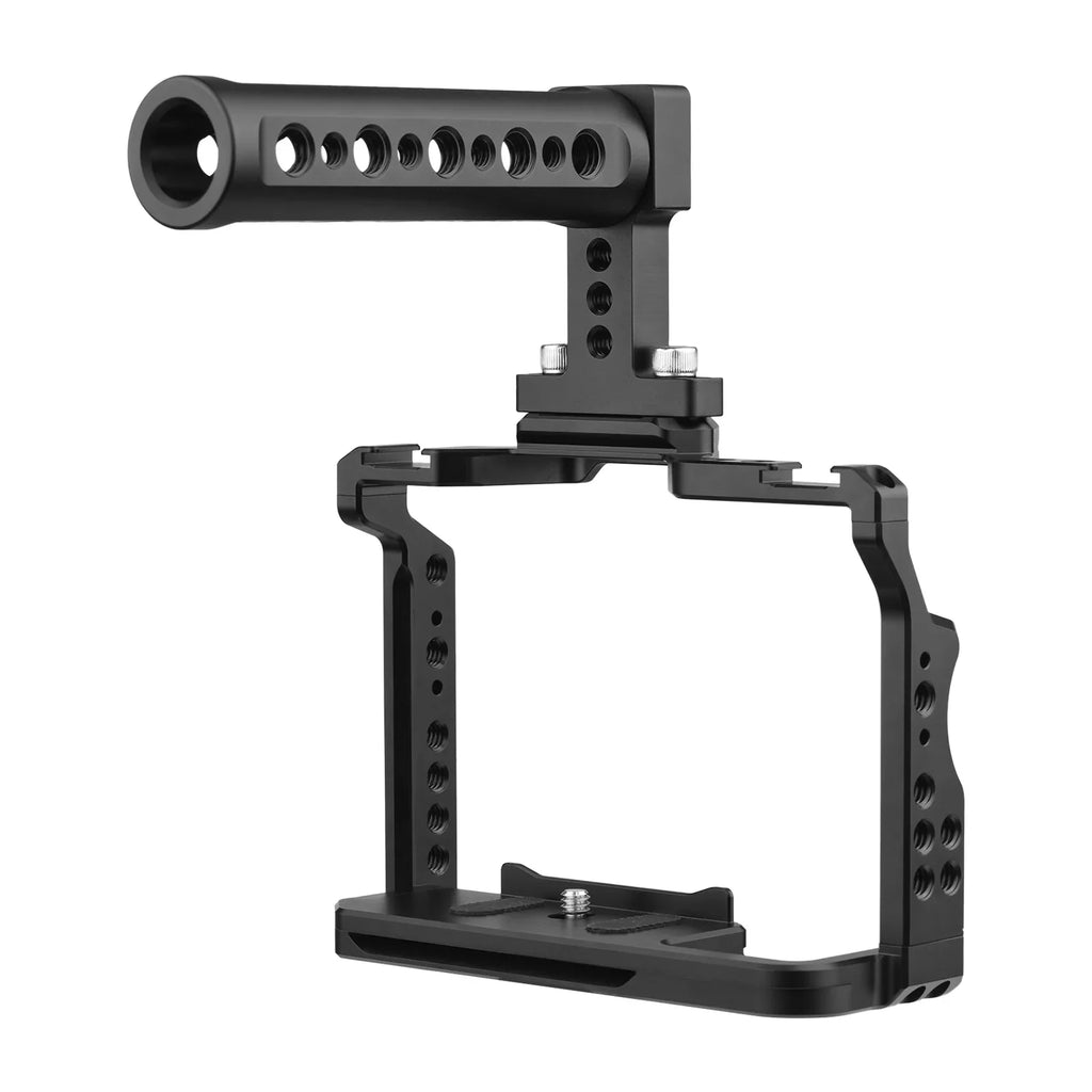 Walmeck Andoer Video Cage + Handle Kit Aluminum Alloy with Dual Cold Shoe Mounts Numerous 14 Inch Threads Replacement for Sony A7IV/ A7III/ A7II/ A7R III/ A7R II/ A7S II