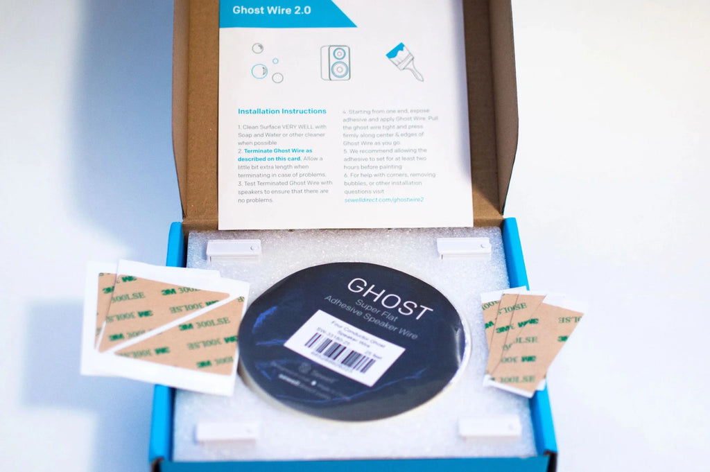 Ghost Wire 2.0, Super Flat Adhesive Wire, 16 AWG (2 conductor) or 18 AWG (4 conductor), White