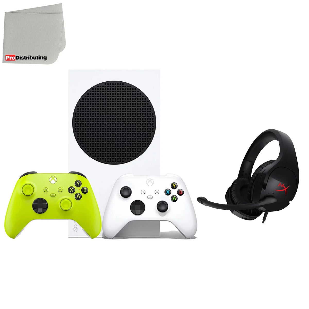 Microsoft Xbox Series S 512GB All-Digital Video Game Console with Extra Wireless Controller - Electric Volt - HyperX Cloud Stinger Gaming Headset and Microfiber Cleaning Cloth