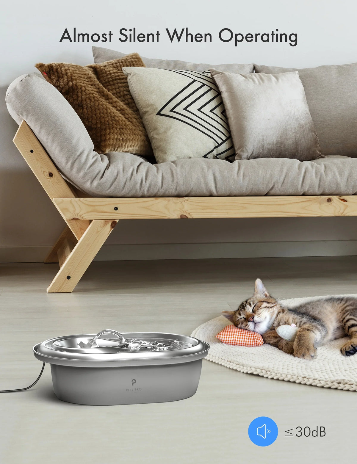 PETLIBRO Cat Water Fountain Stainless Steel, 67oz/2L Healthy Pet Water Fountain, Hygienic Material Dog Water Dispenser, Super Quiet, Dishwasher Safe Design & Adjustable Water Flow for Cats, Dogs