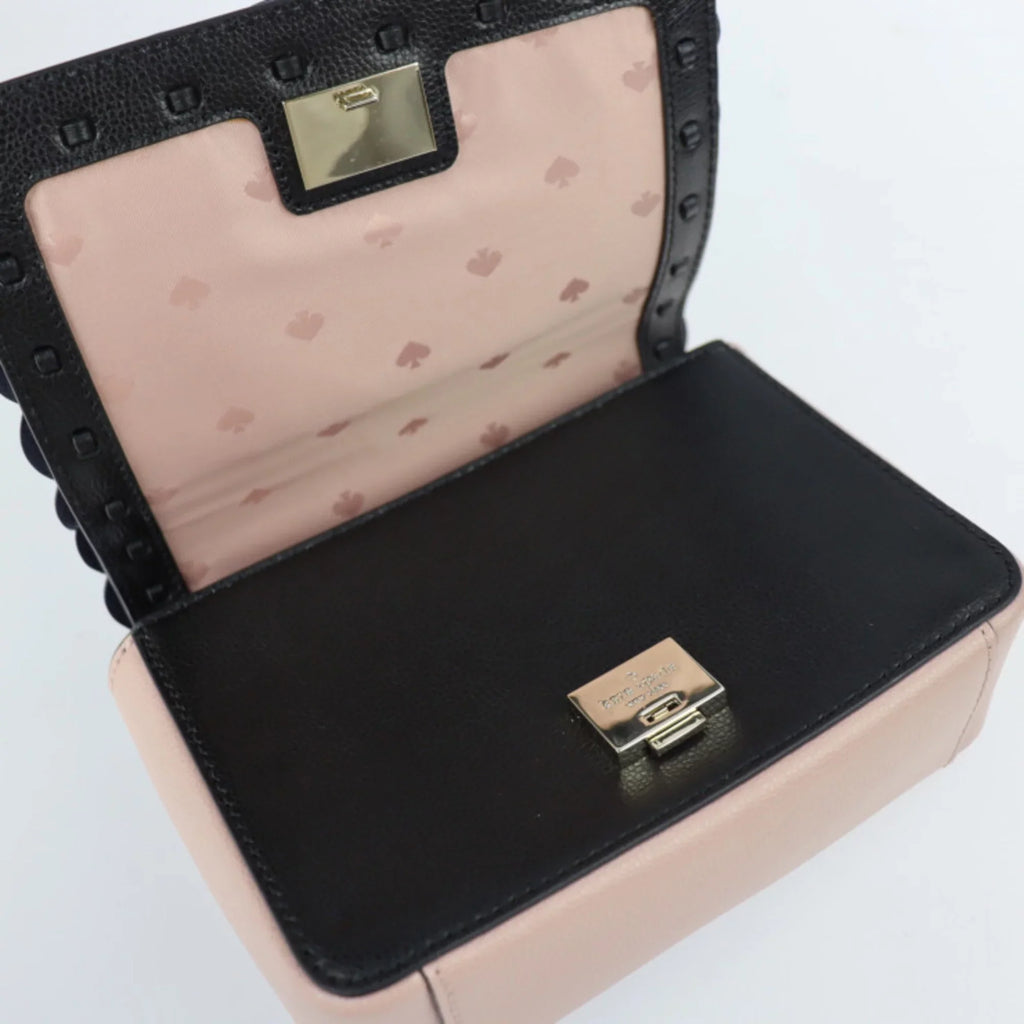 Pre-Owned Kate Spade Maisy Patternson drive grommet handbag WKRU5899 leather black pink beige gold hardware 2WAY shoulder bag punching (Good)