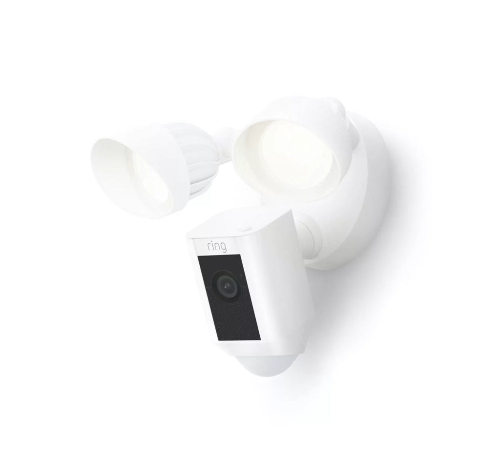 Restored Ring_Floodlight Cam Wired Plus with Motion Activated HD, White, 2021 Release, Outdoor, WiFi, IP/Network (Refurbished)