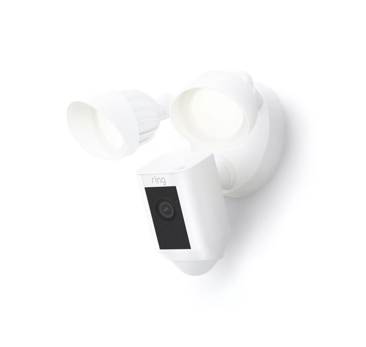 Restored Ring_Floodlight Cam Wired Plus with Motion Activated HD, White, 2021 Release, Outdoor, WiFi, IP/Network (Refurbished)