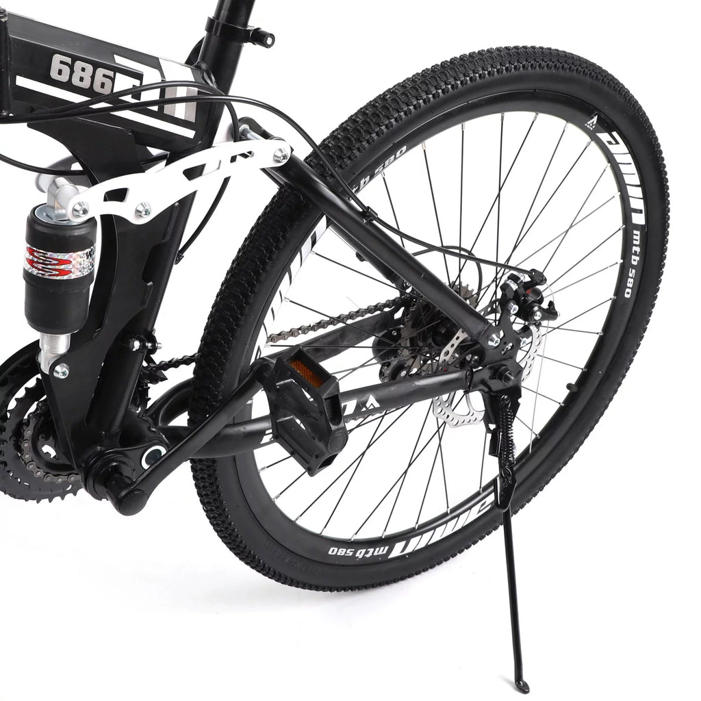 Unisex Adult Mountain Bike Full Suspension 26" 21 Speed MTB Folding Bicycle Unisex Full Suspension 26" Folding Mountain Bicycle 21 Speed Foldable Bike MTB