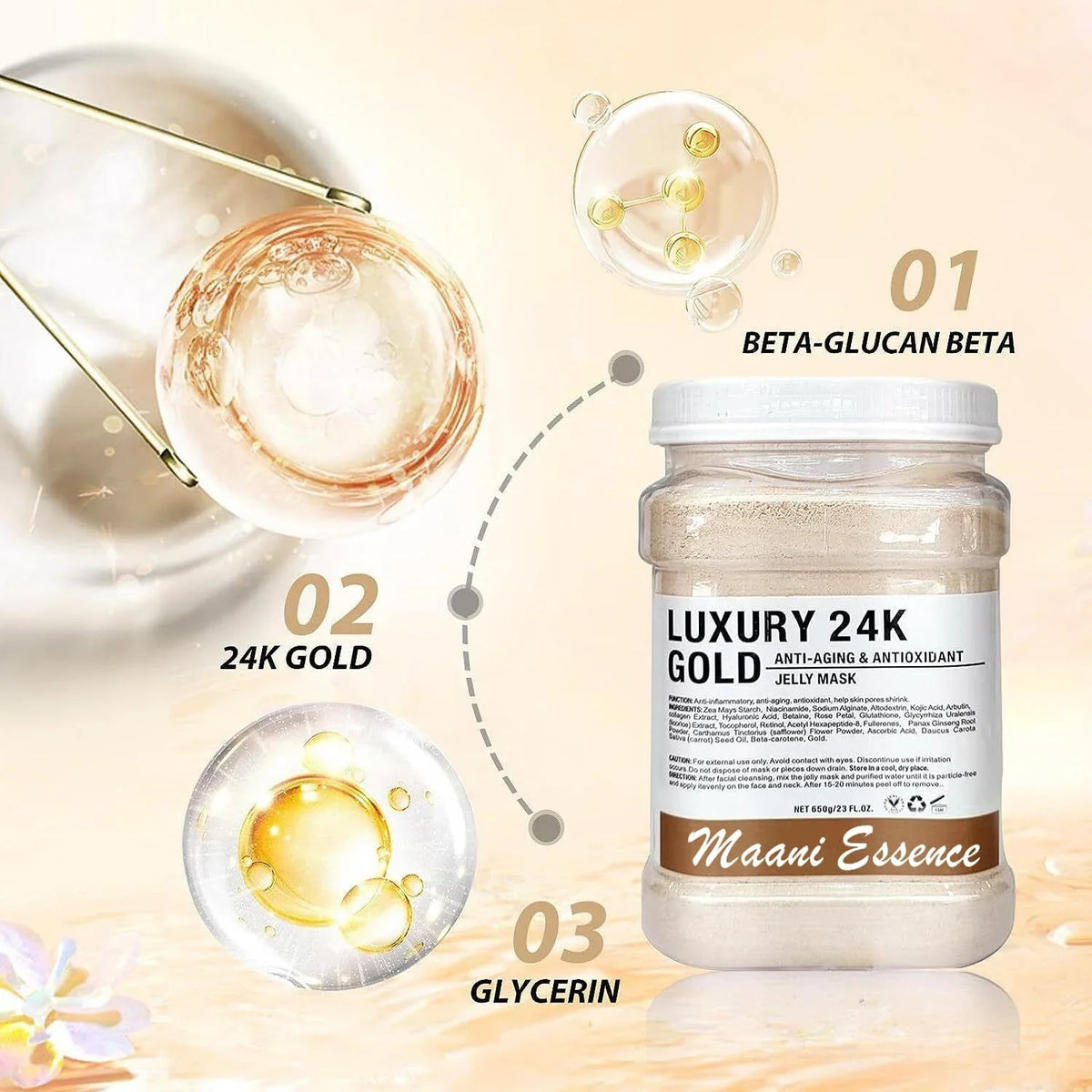 Jelly Mask Peel Off Face Masks SkinCare, Natural Gel Powder for Facial Mask, Professional hydrojelly Mask, Moisturizing & Hydrating 23 Fl Oz DIY Facial Skin Care Peel Off (2K GOLD)