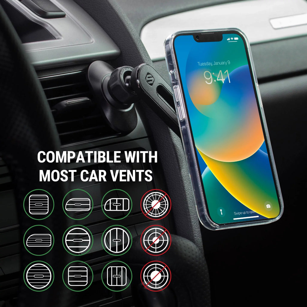 Scosche MPMSODVM MagicMount Pro MS 4in1 Magnetic Dash/Windshield/Vent Mount Comp w/ iPhone 15/14/13