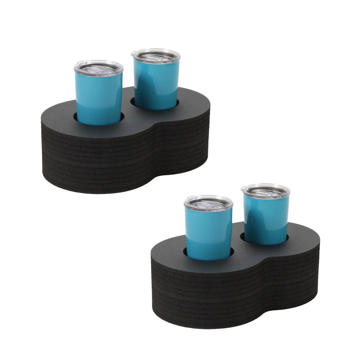 Polar Whale 2 Drink Holders Floating Refreshment Tumbler Holder Drink Float Tray for Pool or Beach Party Float Lounge Durable Black Foam 6 Compartment UV Resistant 13 Inches Wide with Cup Holders