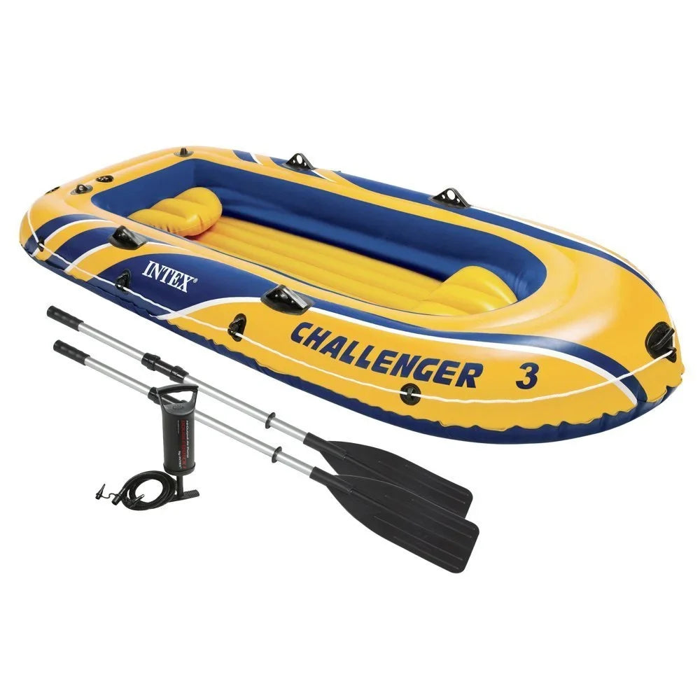 Intex Blow-up Raft Boat Set With Pump And Oars, Yellow (3 Pack)