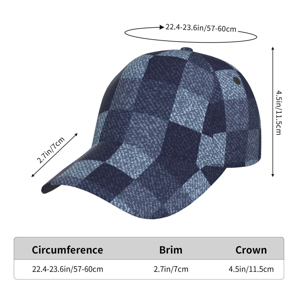 Haiem Blue Gingham Buffalo Check Baseball Cap Dad Hat Cotton Soft Adjustable Fashion Hats for Men Women Unisex Style Headwear