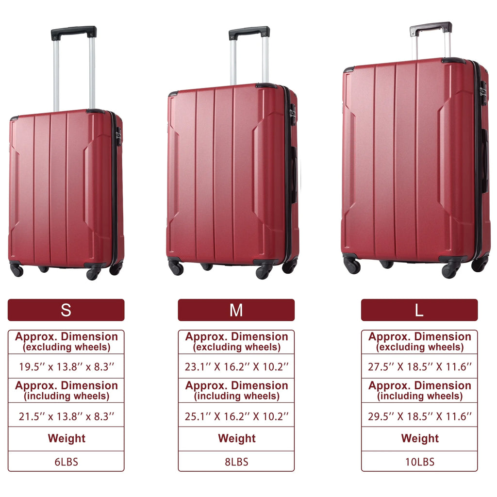 Luggage Suitcase ABS with TSA Lock Spinner and Adjustable Handle Carry on Expansion Hardshell Lightweight 20in, Airline Approved
