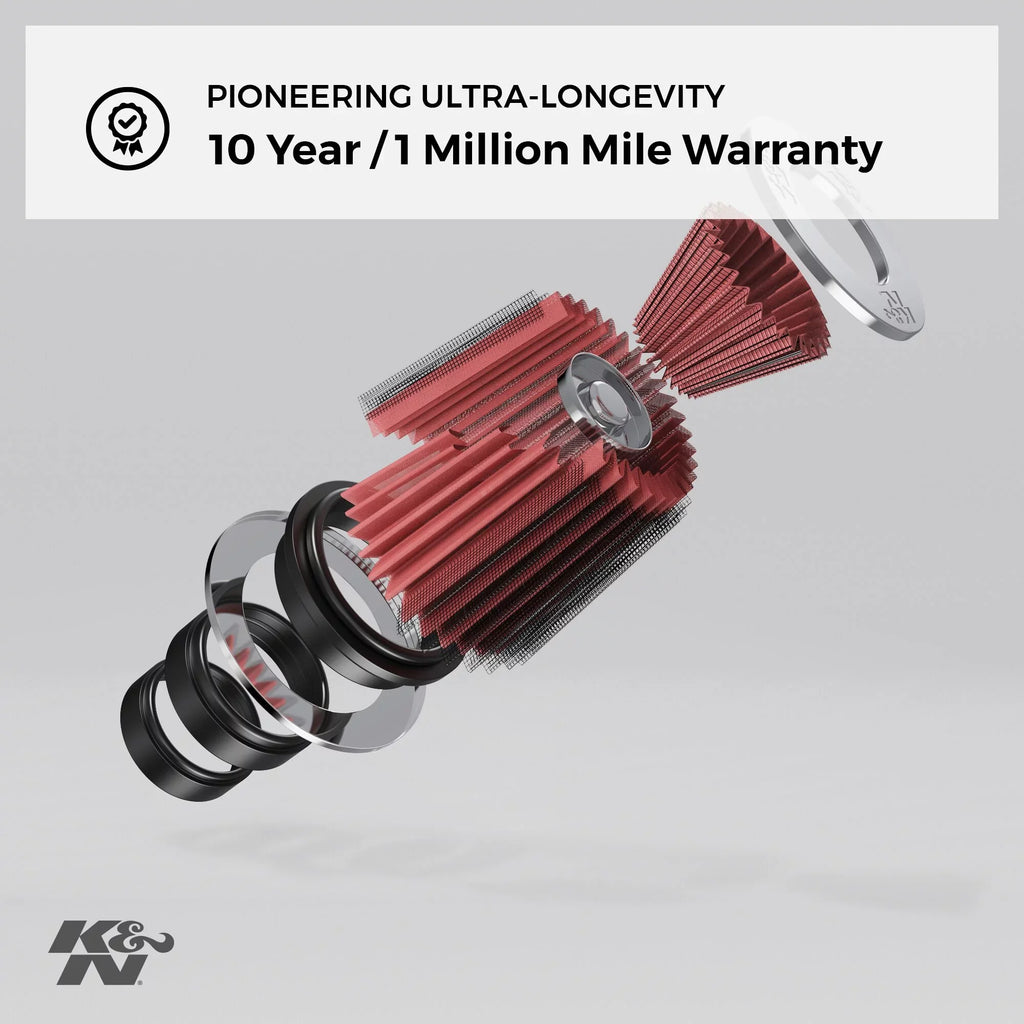 K&N Universal Clamp-On Air Filter: High Performance, Premium, Washable, Replacement Filter: Flange Diameter: 5 In, Filter Height: 8.75 In, Flange Length: 1 In, Shape: Round Tapered, RU-2815