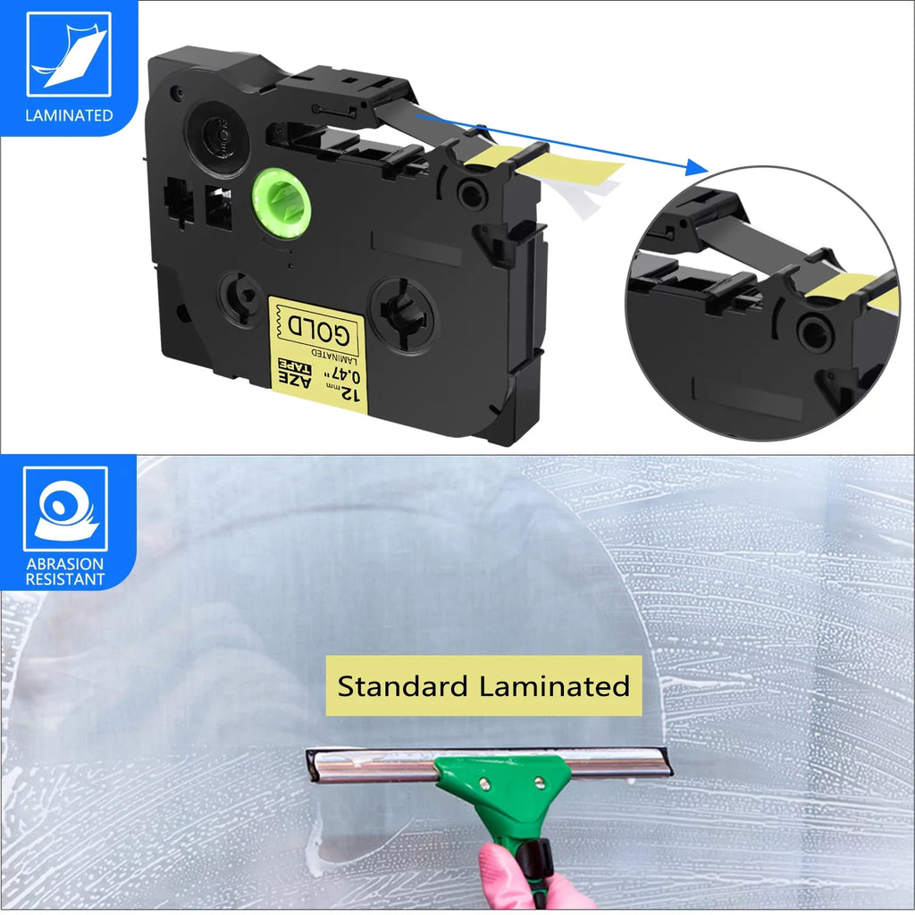 GREENCYCLE 50PK Compatible for Brother P-touch Black on Gold 12mm TZ TZe TZe-831 TZ-831 TZ831 TZe831 Laminated Label Tape