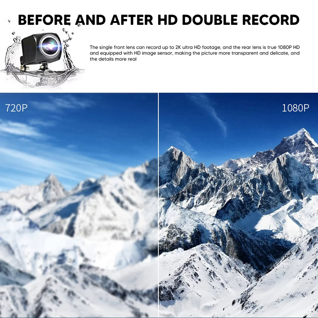 Car Rear View Mirror Camera Dual Dash Cam DVR Video Recorder Driving Recorder with Night Vision Panoramic Rearview Mirror with 4K 12" Full Touch Screen