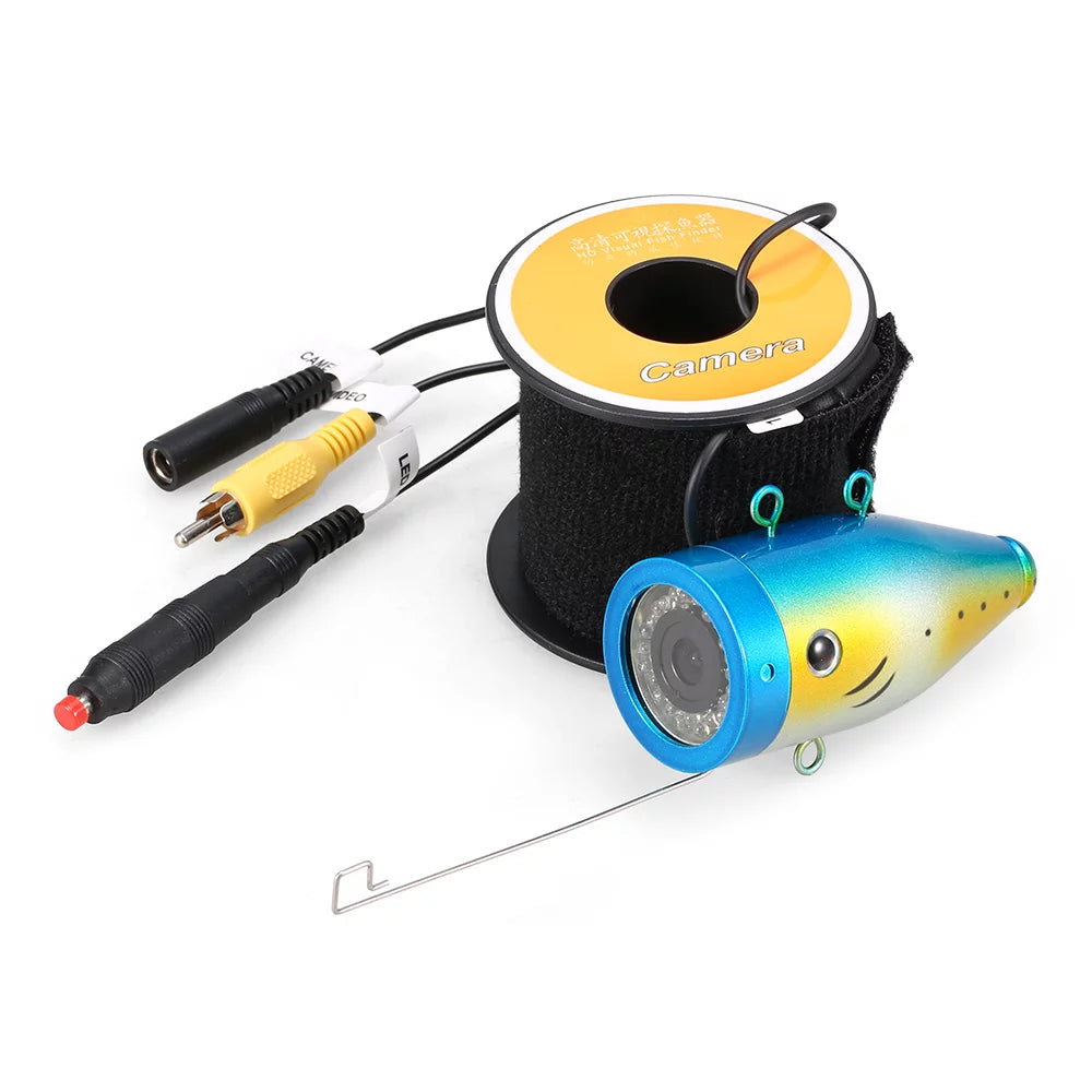 Tomshoo 1200TVL Underwater Fishing 24 LEDs Night Vision Waterproof Fish Shape Boat Ice Fishing Accessories with 15m30m50m Cable