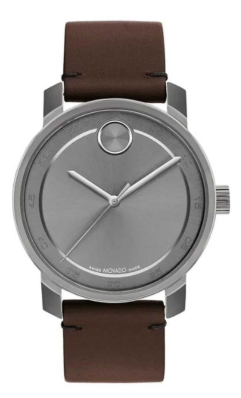 MOVADO 3600916 BOLD ACCESS GREY DIAL BROWN LEATHER BAND MENS WATCH
