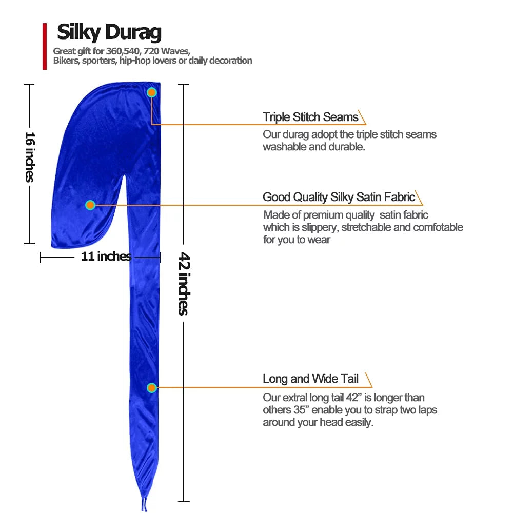 ASKNOTO 4 Pcs Silky Men Durag Headwraps with Long Tail and 4 Pcs Silk Wave Cap Perfect for 360 Waves