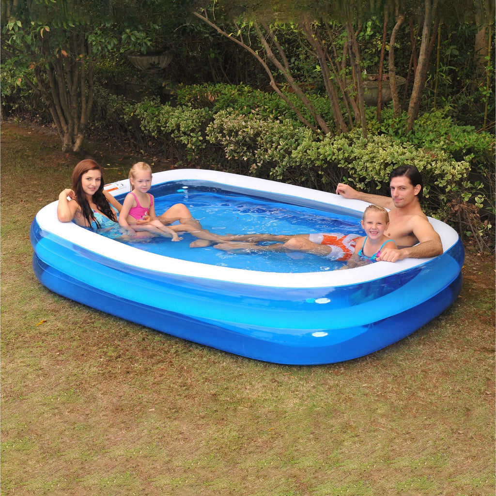 8.5' Blue and White Inflated Rectangular Swimming Pool