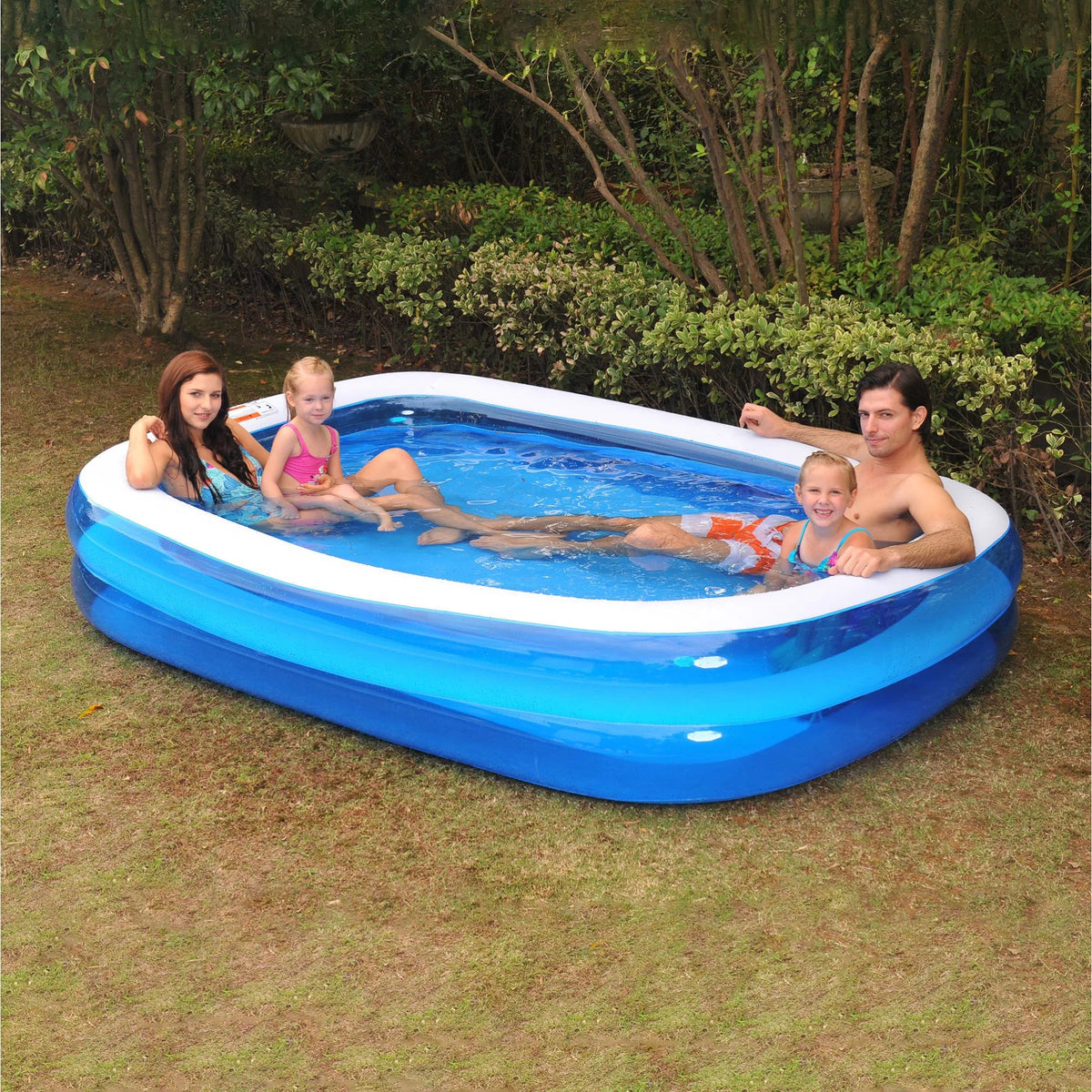 8.5' Blue and White Inflated Rectangular Swimming Pool